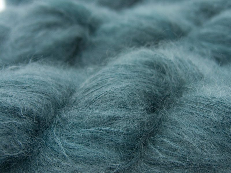 Sea green grey kidsilk laceweight yarn. Hand-dyed by Triskelion Yarn