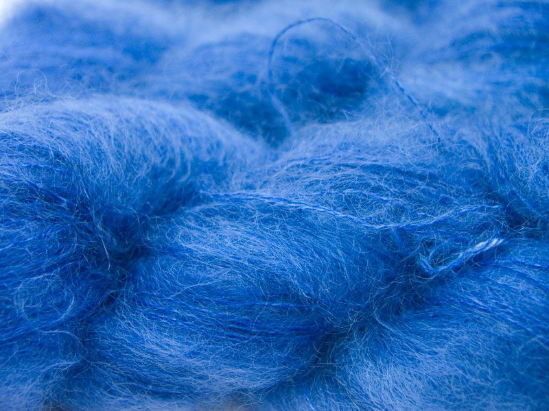 Gentian blue kidsilk laceweight yarn. Hand-dyed by Triskelion Yarn