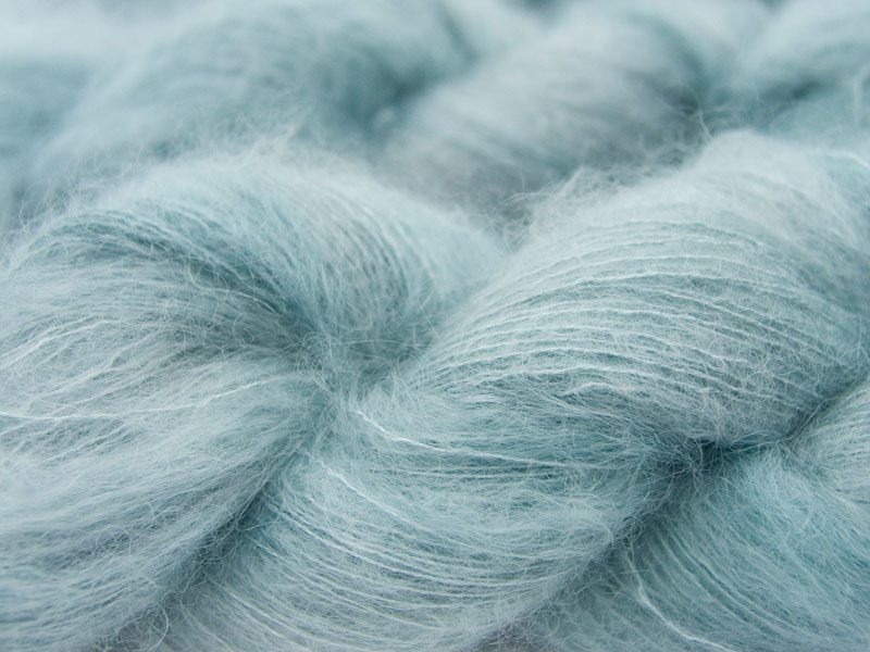 Turquoise grey kidsilk laceweight yarn. Hand-dyed by Triskelion Yarn