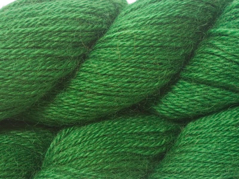 Mid-tone emerald green hand-dyed Wensleydale DK/ Double Knit yarn. Hand-dyed by Triskelion Yarn