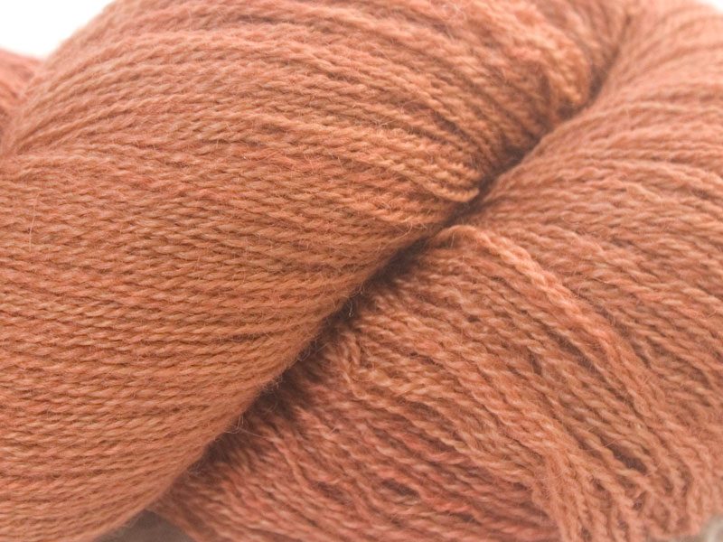 Light to mid pinkish-brown Bluefaced Leicester laceweight yarn hand-dyed by Triskelion Yarns