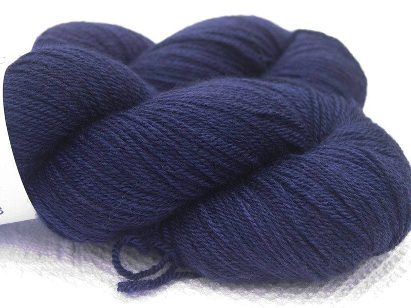 Blue Violet Bluefaced Leicester, silk & cashmere 4-ply yarn. Hand-dyed by Triskelion Yarn.