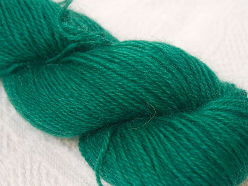 Kelly green hand-dyed Wensleydale DK/ Double Knit yarn. Hand-dyed by Triskelion Yarn