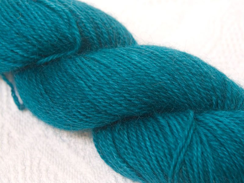 Mid teal hand-dyed Wensleydale DK/ Double Knit yarn. Hand-dyed by Triskelion Yarn