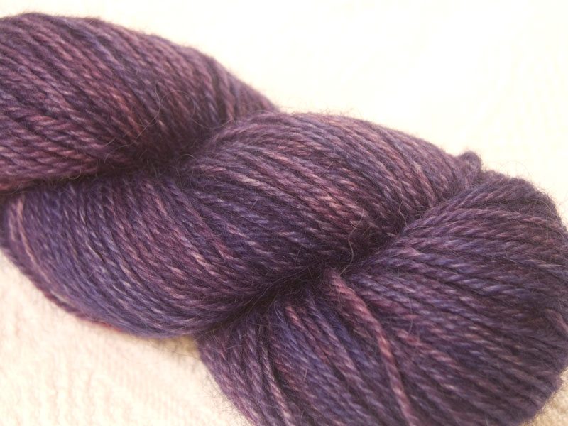 Purple hand-dyed Wensleydale DK/ Double Knit yarn. Hand-dyed by Triskelion Yarn