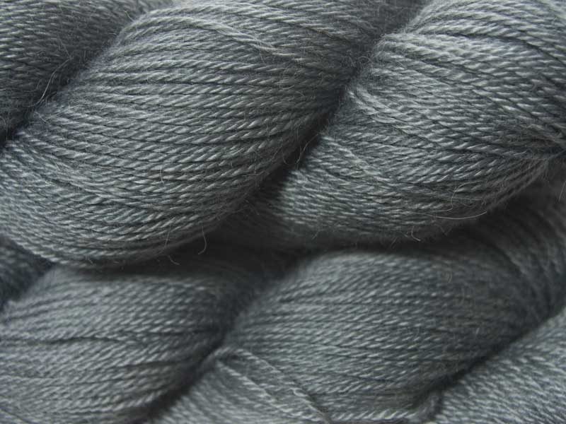 Mid sea grey Baby Alpaca Silk & Cashmere 4-ply yarn. Hand-dyed by Triskelion Yarn.