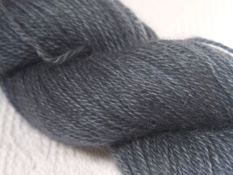 Charcoal grey hand-dyed Wensleydale DK/ Double Knit yarn. Hand-dyed by Triskelion Yarn