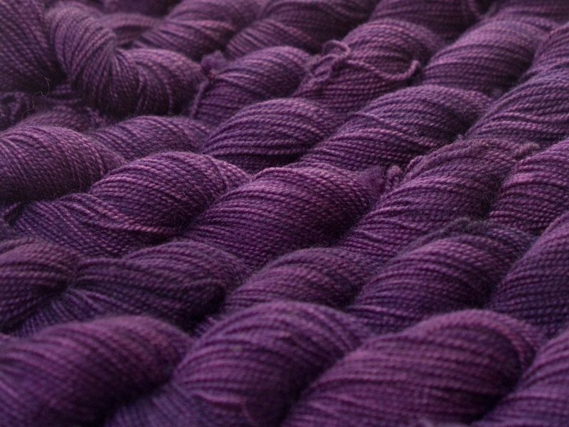 Deep purple superwash Bluefaced Leicester (BFL) 4-ply/fingering/sock yarn. Hand-dyed by Triskelion Yarn