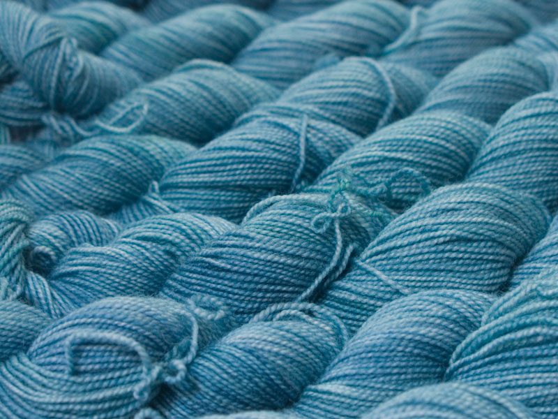 Light sky blue superwash Bluefaced Leicester (BFL) 4-ply/fingering/sock yarn. Hand-dyed by Triskelion Yarn