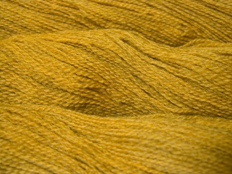Semi-solid yellow, with tones of ochre and antique gold Bluefaced Leicester (BFL) / Gotland 4-ply (fingering) yarn. Hand-dyed by Triskelion Yarn