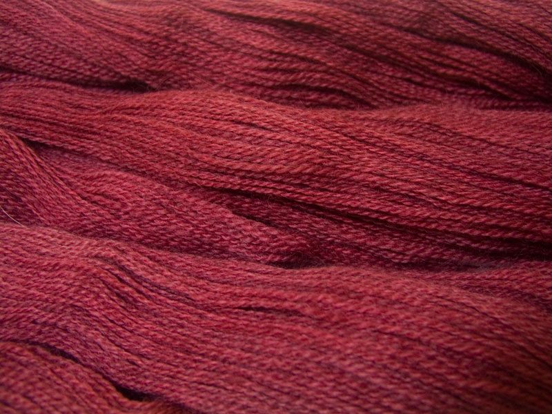 Rose Bluefaced Leicester (BFL) / Gotland 4-ply (fingering) yarn. Hand-dyed by Triskelion Yarn