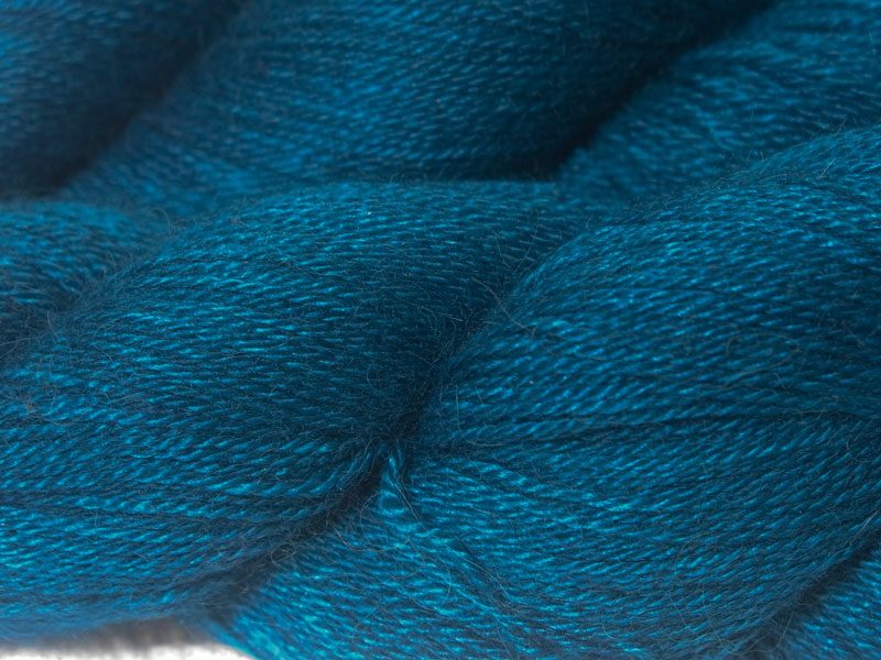 Petrol Blue Baby Alpaca Silk & Cashmere double-knit yarn. Hand-dyed by Triskelion Yarn.