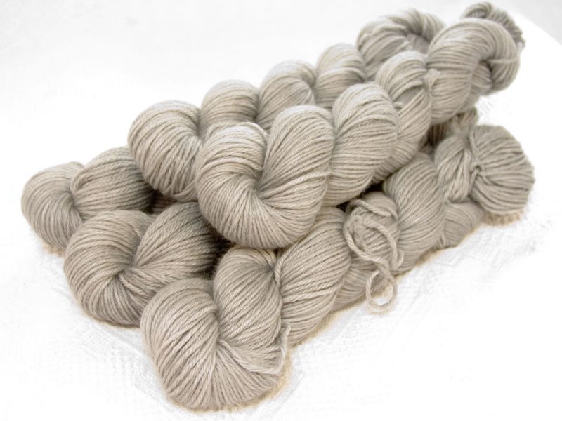 Foggy Day - Soft light grey Baby Alpaca Silk & Cashmere double-knit yarn. Hand-dyed by Triskelion Yarn.