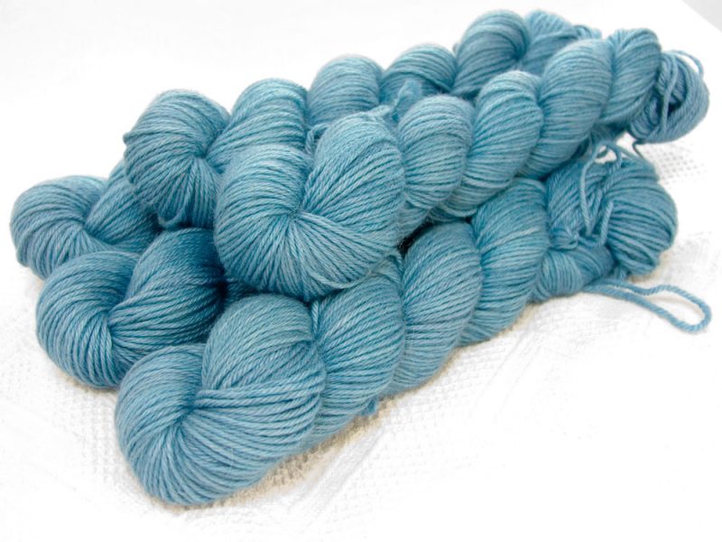 Horizon - Light sky blue Baby Alpaca Silk & Cashmere double-knit yarn. Hand-dyed by Triskelion Yarn.