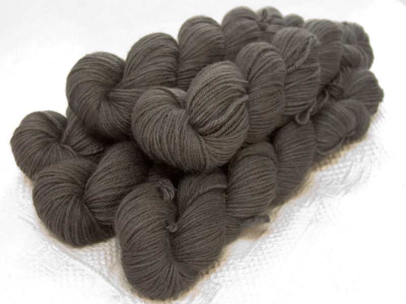 Pewter - Mid-tone grey Baby Alpaca Silk & Cashmere double-knit yarn. Hand-dyed by Triskelion Yarn.