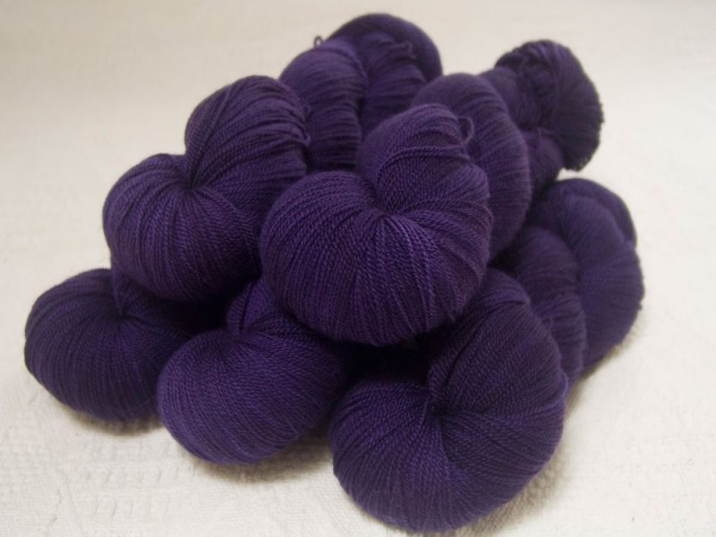 Old Mogul - Semi-solid dark purple, with red-violet and royal purple tones extra fine Falklands Merino 2-ply laceweight yarn hand-dyed by Triskelion Yarns