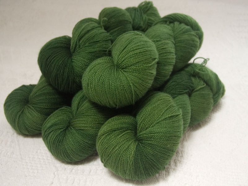 Rum and Laverbread - Semi-solid foliage green, with ochre and olive tones extra fine Falklands Merino 2-ply laceweight yarn hand-dyed by Triskelion Yarns