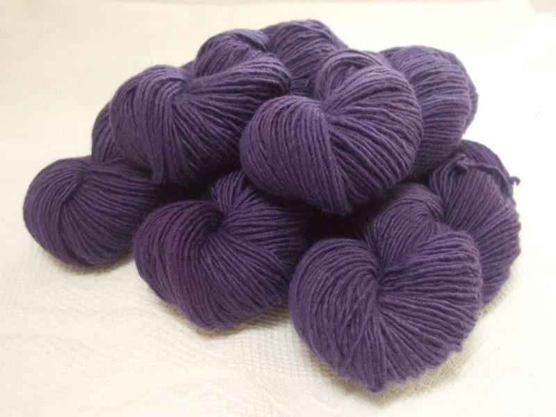 Old Mogul - Semi-solid dark purple, with red-violet and royal purple tones Bluefaced Leicester (BFL) / Masham worsted yarn. Hand-dyed by Triskelion Yarn