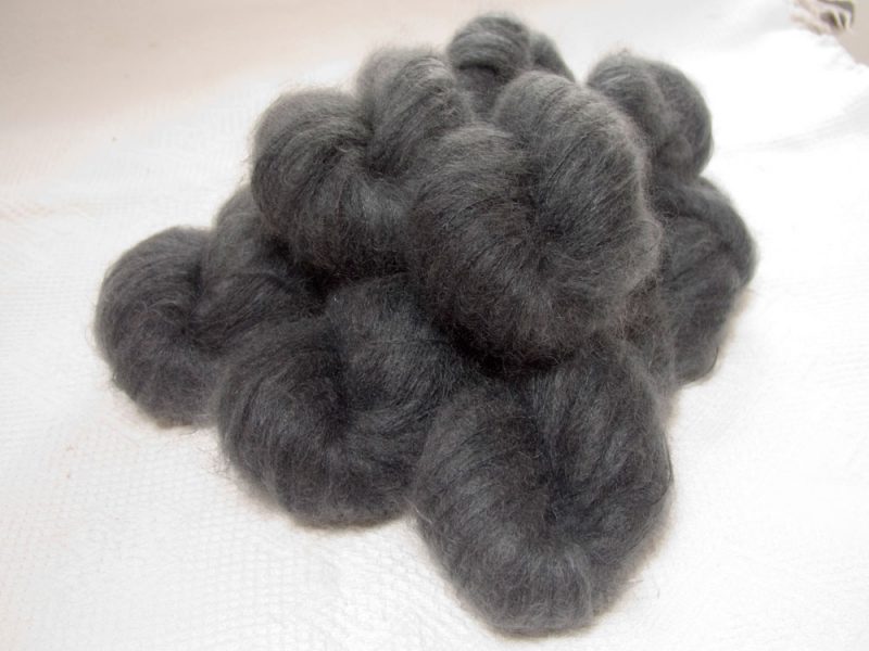 Pewter - Mid-tone grey kidsilk laceweight yarn. Hand-dyed by Triskelion Yarn