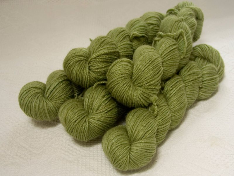 Fen - Light greyish green Baby Alpaca Silk & Cashmere double-knit yarn. Hand-dyed by Triskelion Yarn.