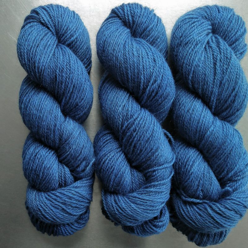 Gloaming - Semi-solid dark blue, with cobalt, sea blue and dark grey tones Bluefaced Leicester (BFL) / Gotland dlouble knit (DK) yarn. Hand-dyed by Triskelion Yarn