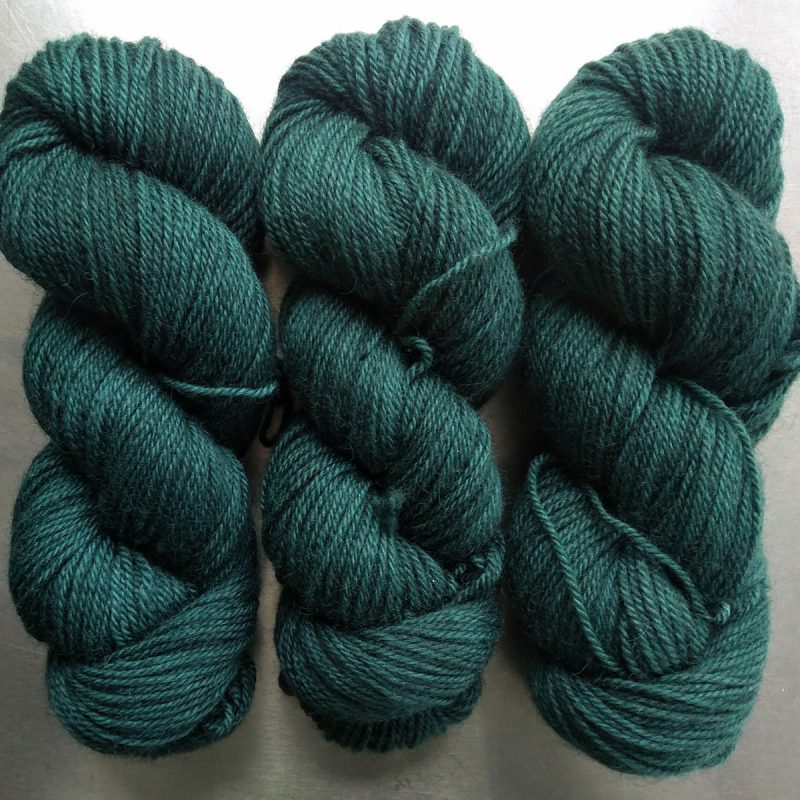 Grendel - Mid to dark bluish-green Bluefaced Leicester (BFL) / Gotland dlouble knit (DK) yarn. Hand-dyed by Triskelion Yarn