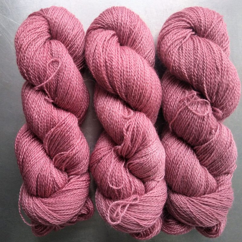 Eostre - Pale to mid-tone pink Falklands Corriedale and British Mohair 4-ply/fingering/sock yarn. Hand-dyed by Triskelion Yarn