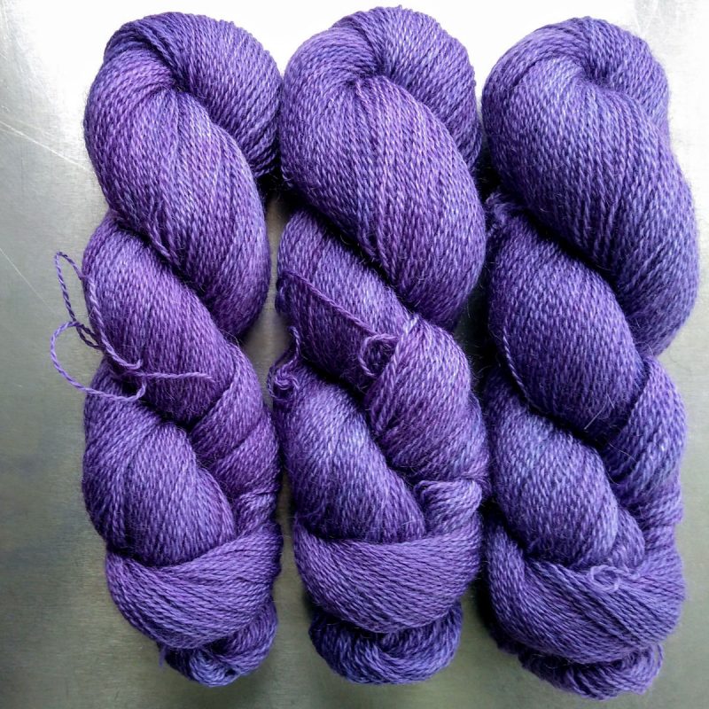 Gwiolydd - Blue-violet Falklands Corriedale and British Mohair 4-ply/fingering/sock yarn. Hand-dyed by Triskelion Yarn