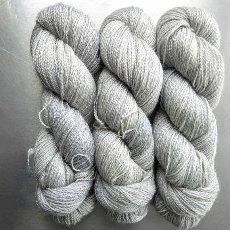 Gwylan - Creamy silver-white Falklands Corriedale and British Mohair 4-ply/fingering/sock yarn. Hand-dyed by Triskelion Yarn