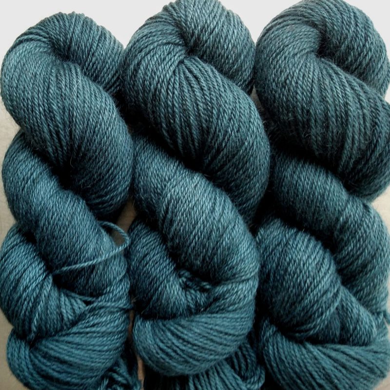 Slate - Mid to dark blue grey Bluefaced Leicester (BFL) / Gotland dlouble knit (DK) yarn. Hand-dyed by Triskelion Yarn