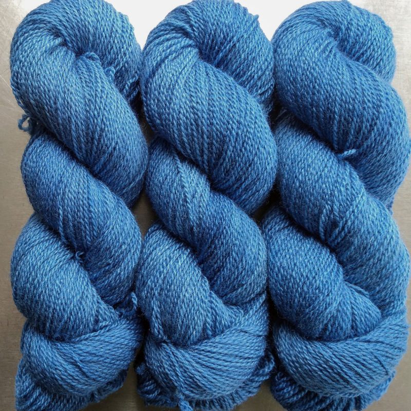 Speedwell - mid-tone violet blue Bluefaced Leicester / silk 4-ply yarn. Hand-dyed by Triskelion Yarn.