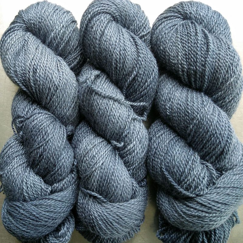 Storm - dark violet blue-grey Bluefaced Leicester / silk 4-ply yarn. Hand-dyed by Triskelion Yarn.