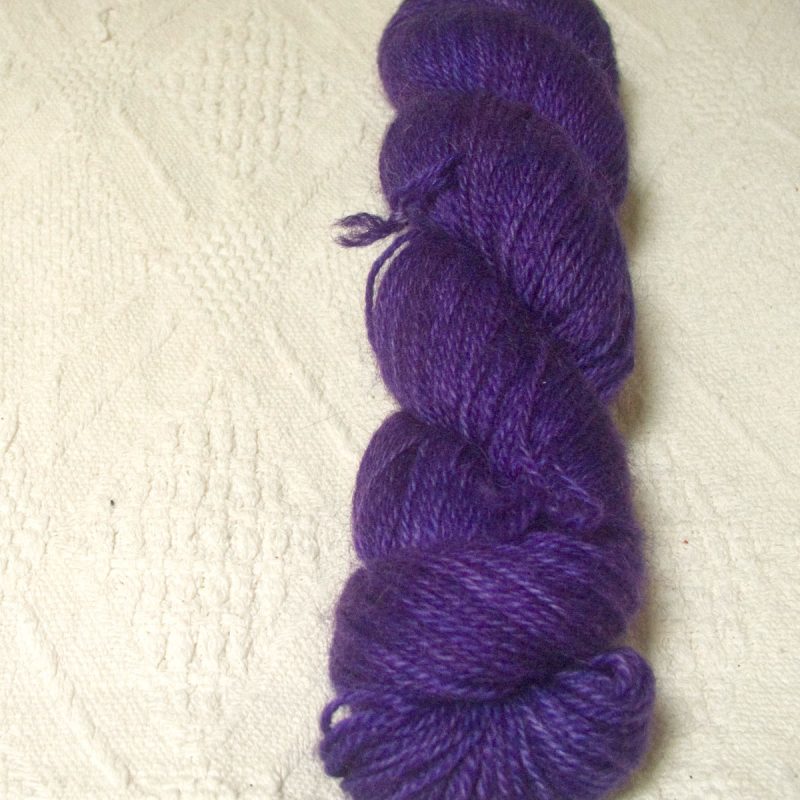 Purple hand-dyed Wensleydale DK/ Double Knit yarn. Hand-dyed by Triskelion Yarn