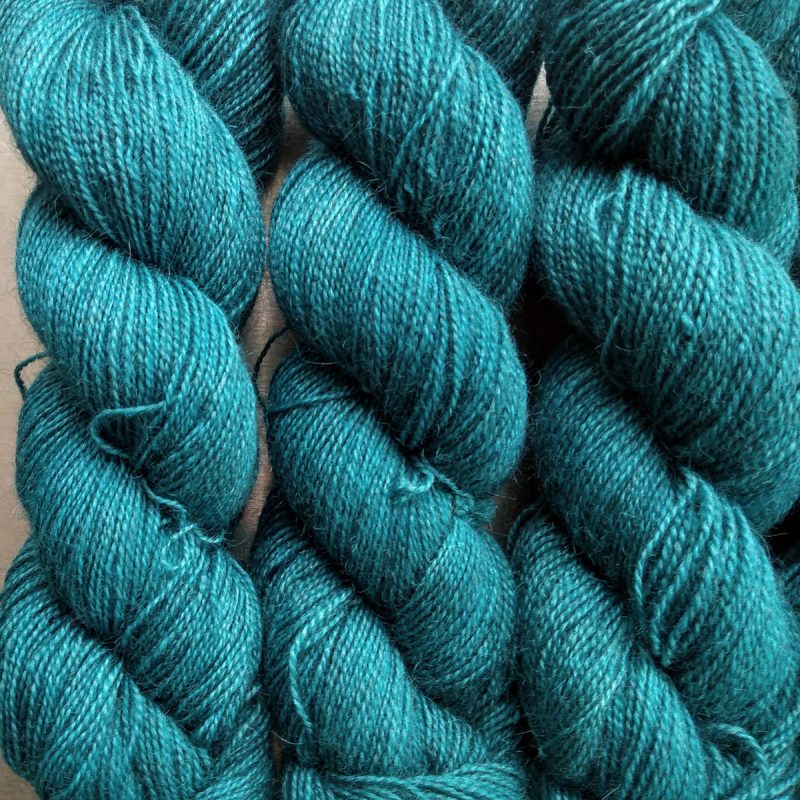 Harbour - Dark turquoise Bluefaced Leicester (BFL) / Gotland / Wensleydale 4-ply (fingering) weight high-twist sock yarn. Hand-dyed by Triskelion Yarn