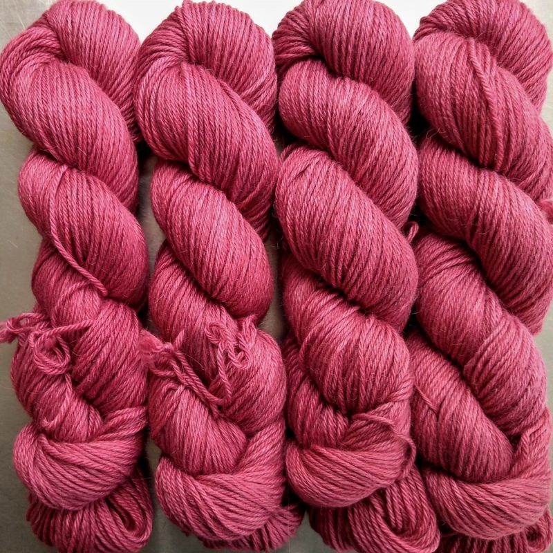 Yves Rose - Intense mid to dark rose Baby Alpaca Silk & Cashmere double-knit yarn. Hand-dyed by Triskelion Yarn.