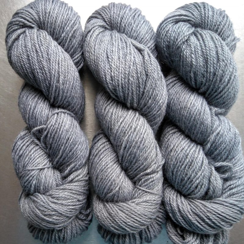 Fenrir - Mid tone cool grey Bluefaced Leicester (BFL) / Gotland dlouble knit (DK) yarn. Hand-dyed by Triskelion Yarn