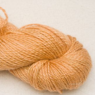 Apricot - Pale warm orange Baby Alpaca, silk and linen Mid-toned blue violet light DK yarn. Hand-dyed by Triskelion Yarn.