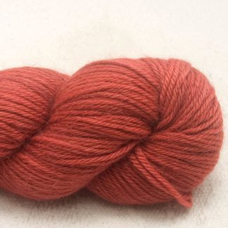 Yewberry – Soft, complex warm red with brick tones baby alpaca double knit (DK) yarn. Hand-dyed by Triskelion Yarn
