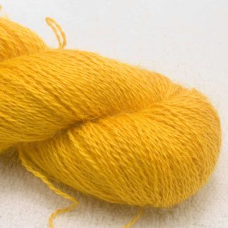 Lleu - Light golden yellow hand-dyed Wensleydale DK/ Double Knit yarn. Hand-dyed by Triskelion Yarn