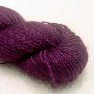 Tyrian Purple - Dark reddish purple hand-dyed Wensleydale DK/ Double Knit yarn. Hand-dyed by Triskelion Yarn