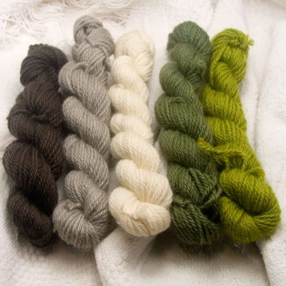 Wistman's Wood - Lichen greens on wood and stone Bluefaced Leicester worsted weight yarn hand-dyed by Triskelion Yarn
